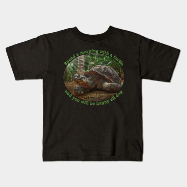 Spend a morning with a turtle and you will be happy all day Kids T-Shirt by SteveKight
